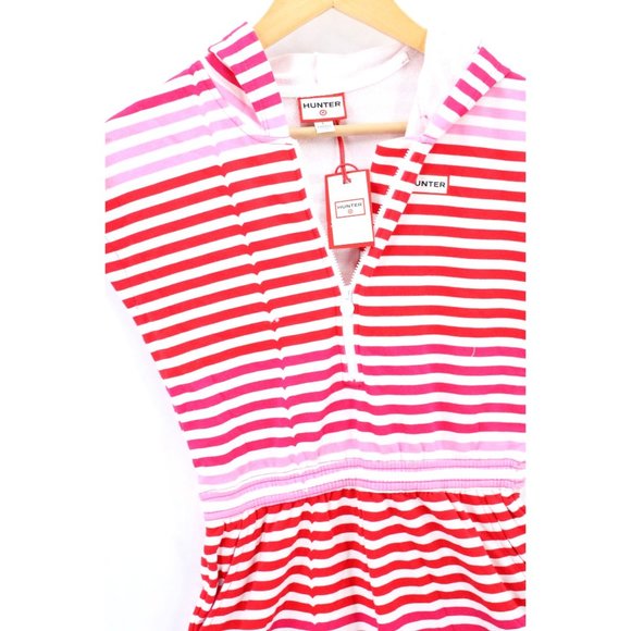 Hunter for Target Romper Dress Girls Kids Pink Red Striped Hooded Large 10/12 - Picture 3 of 9